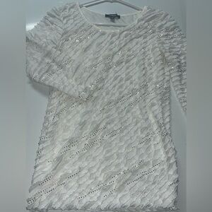 Elementz petite white blouse with gold glitter.